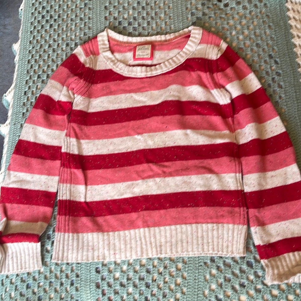Old Navy Girls Red and Pink Stripped Sweater